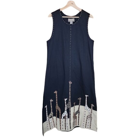 Vintage Giraffe Print Midi Dress by New Direction Safari Bohemian Style Medium - Picture 3 of 9